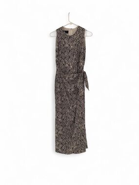 Spenser Jeremy Black & White 100% Silk Sleeveless Printed Maxi Dress